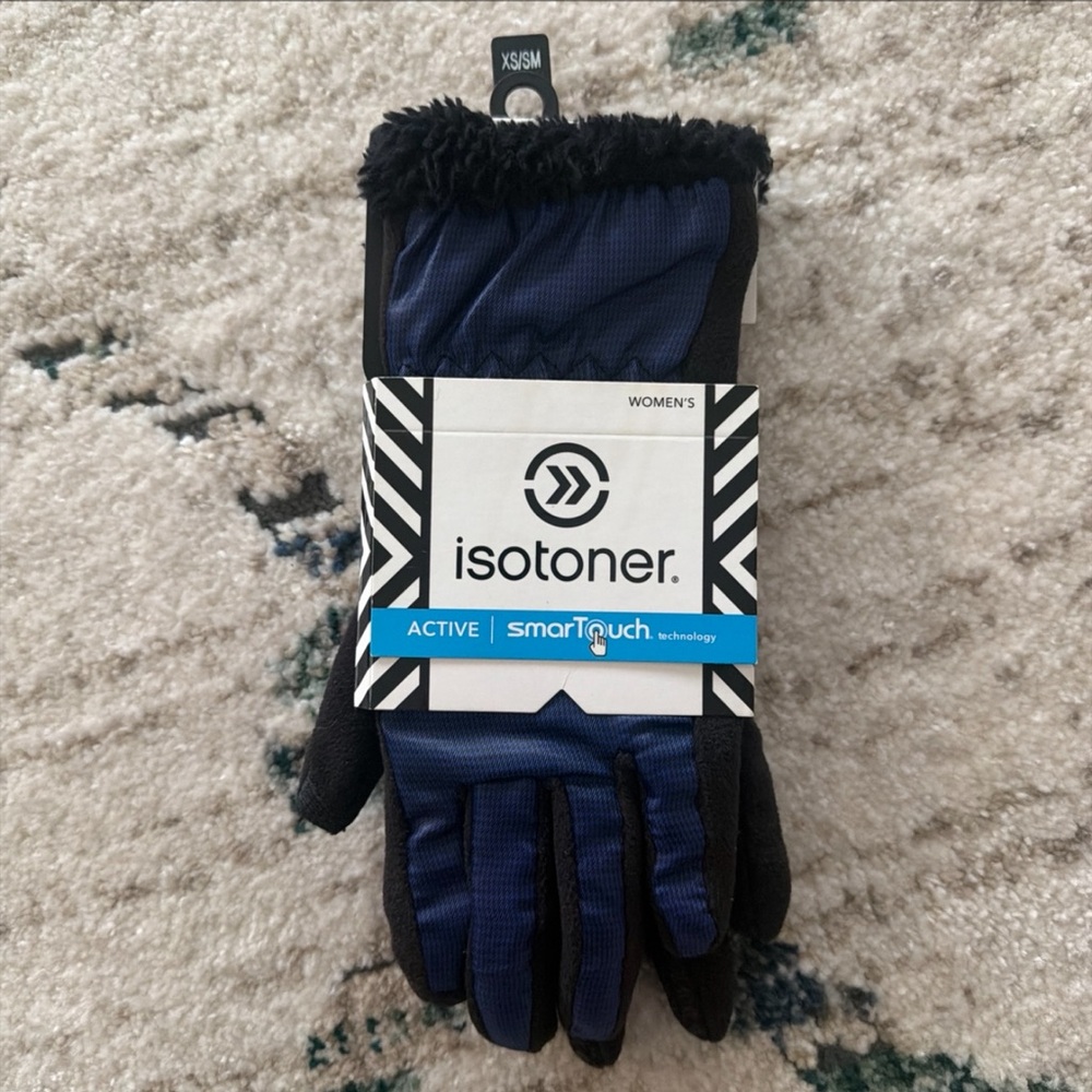 Isotoner Women’s Sherpa Fur Lined Active Smartouch Gloves Blue Size XS S - Picture 1 of 5
